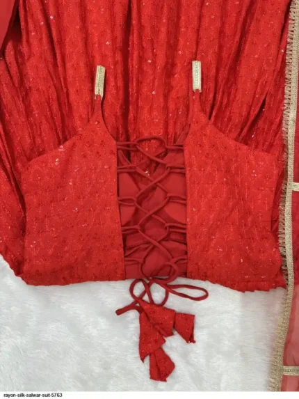 Red Sequin Anarkali Dress - Punjabi Threads product image 1
