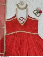Red Sequin Anarkali Dress - Punjabi Threads product image 10