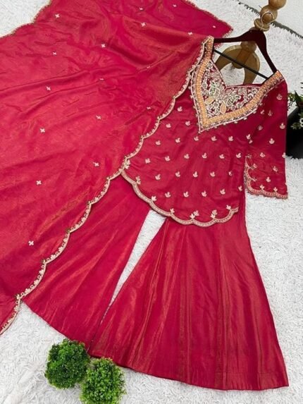 Red Sharara Suit - Punjabi Threads product image 2