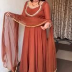 Rust Anarkali Readymade Dress - Punjabi Threads product image 1