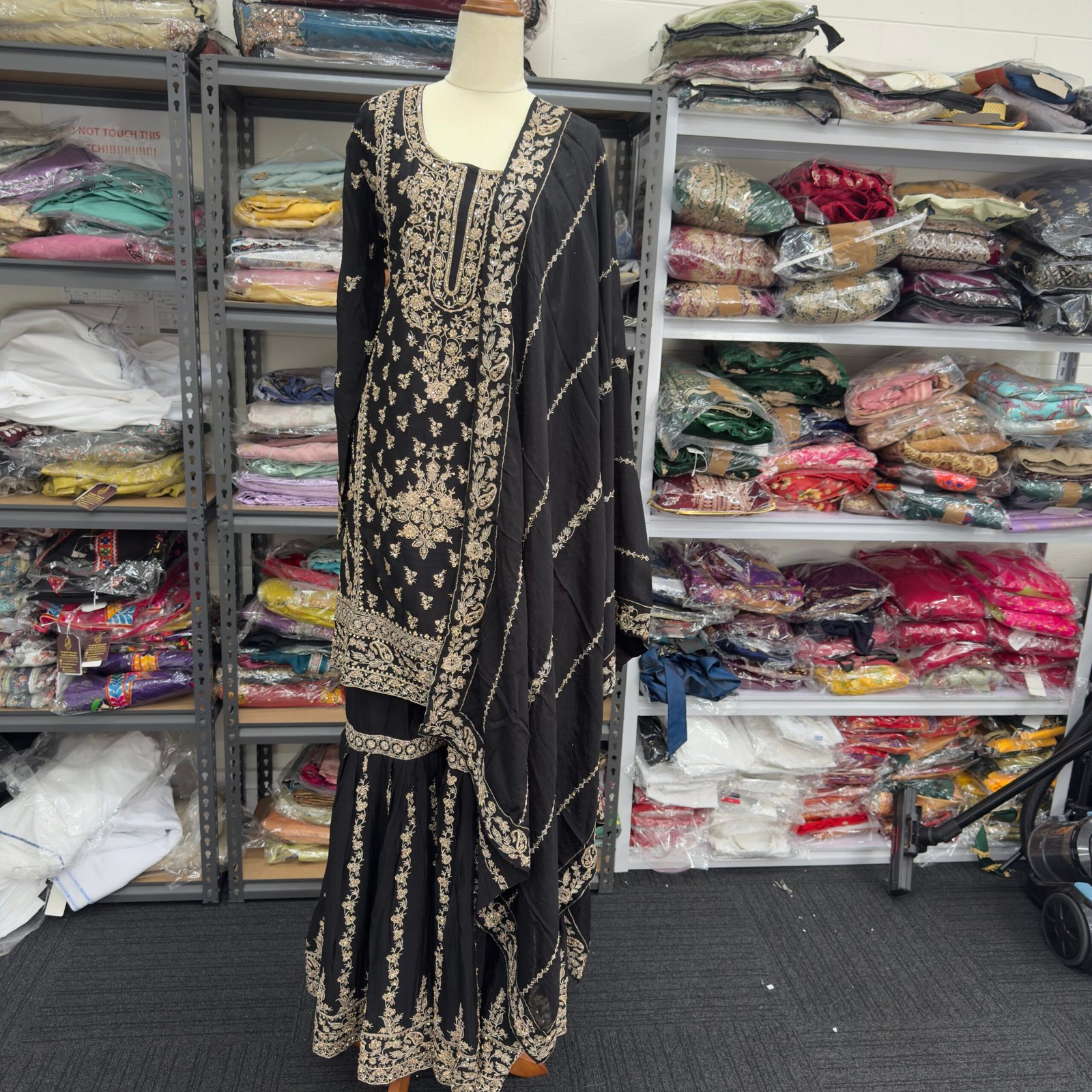 Black Embroidered Sharara Suit image 1 Black Embroidered Sharara Suit - Punjabi Threads product image 1