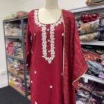 Elegant Maroon Embroidered Punjabi Suit - Punjabi Threads product image 1