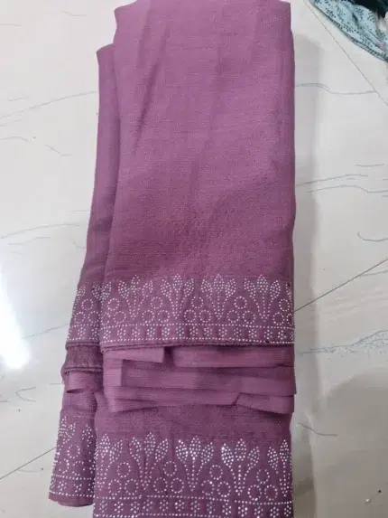 Violet Brasso Siroski Diamond Saree - Punjabi Threads product image 1