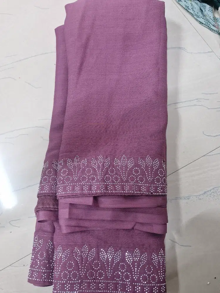 Violet Brasso Siroski Diamond Saree image 1 Violet Brasso Siroski Diamond Saree - Punjabi Threads product image 1