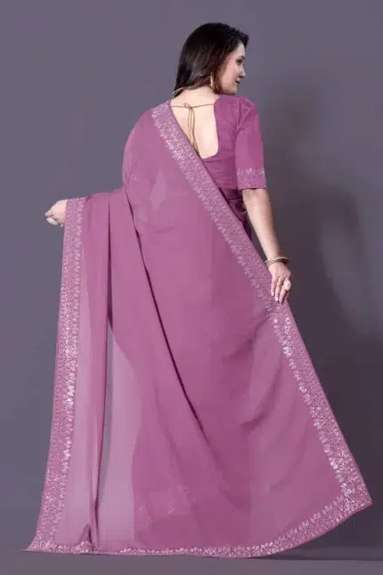 Violet Brasso Siroski Diamond Saree - Punjabi Threads product image 2