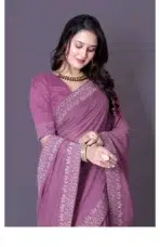 Violet Brasso Siroski Diamond Saree - Punjabi Threads product image 4
