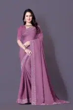 Violet Brasso Siroski Diamond Saree - Punjabi Threads product image 5