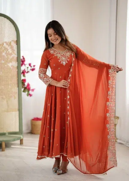 Amber Glow Embroidered Anarkali Suit - Punjabi Threads product image 1