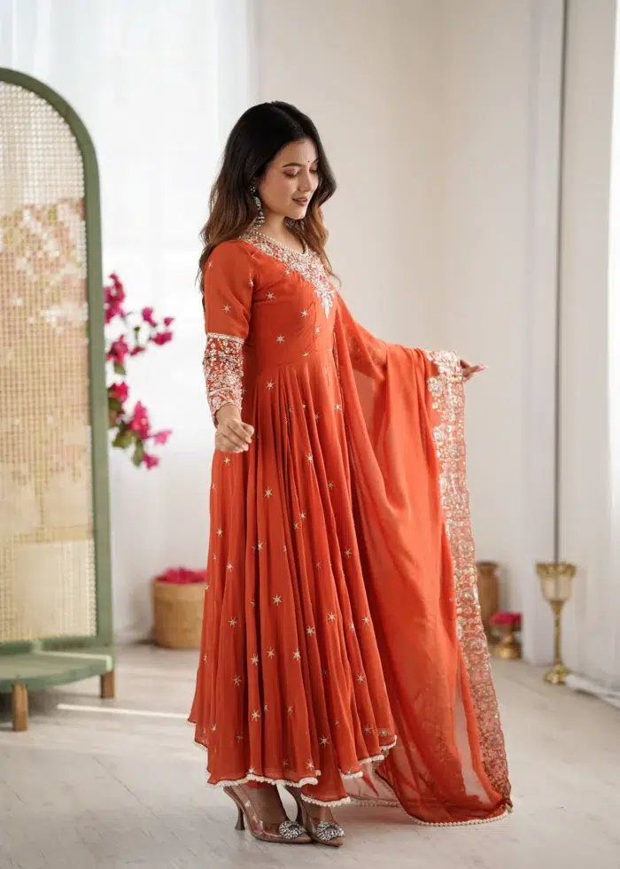 Amber Glow Embroidered Anarkali Suit - Punjabi Threads product image 3