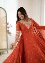 Amber Glow Embroidered Anarkali Suit - Punjabi Threads product image 5