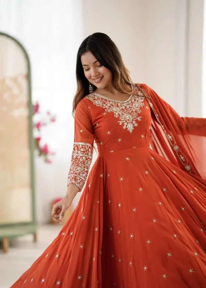 Amber Glow Embroidered Anarkali Suit - Punjabi Threads product image 5