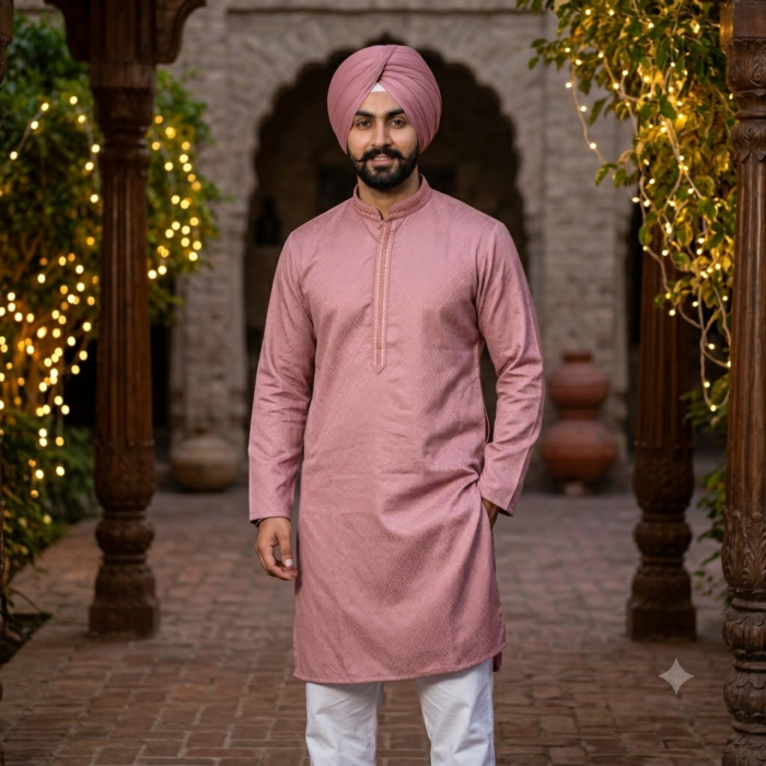 Dusty Rose Kurta Pajama - Punjabi Threads product image 3