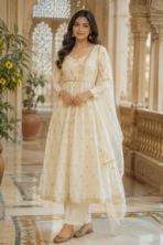 Ivory Embroidered Anarkali Set - Punjabi Threads product image 1