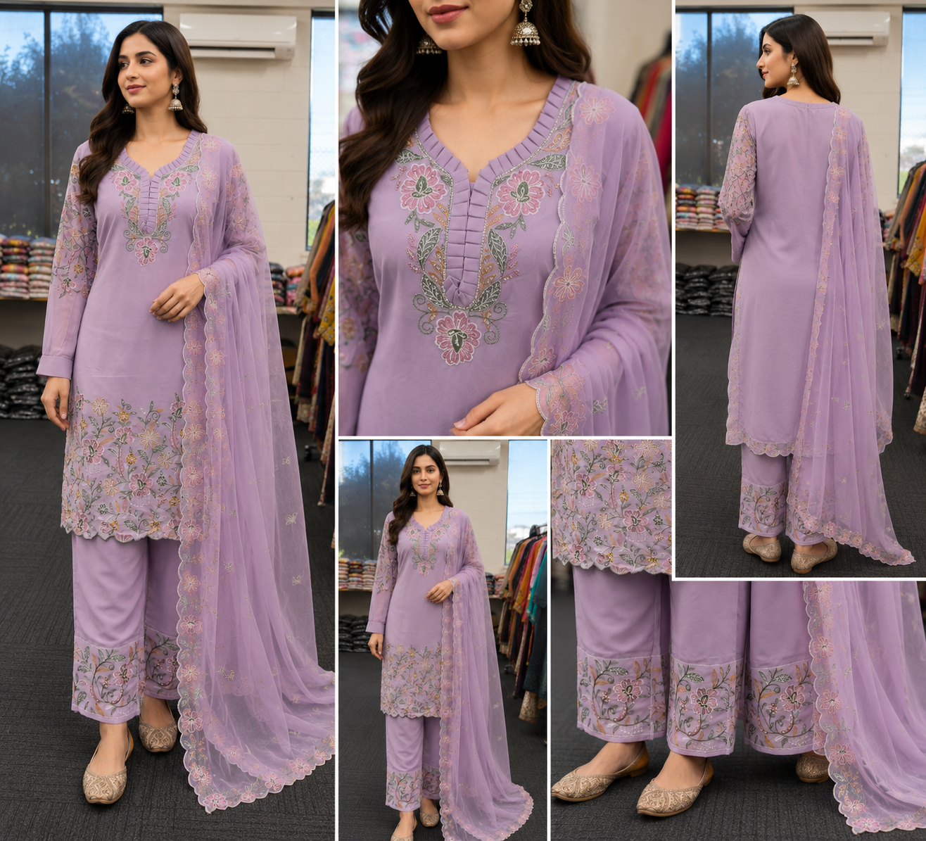 Lavender Blossom Pakistani Suit image 1 Lavender Blossom Pakistani Suit - Punjabi Threads product image 1