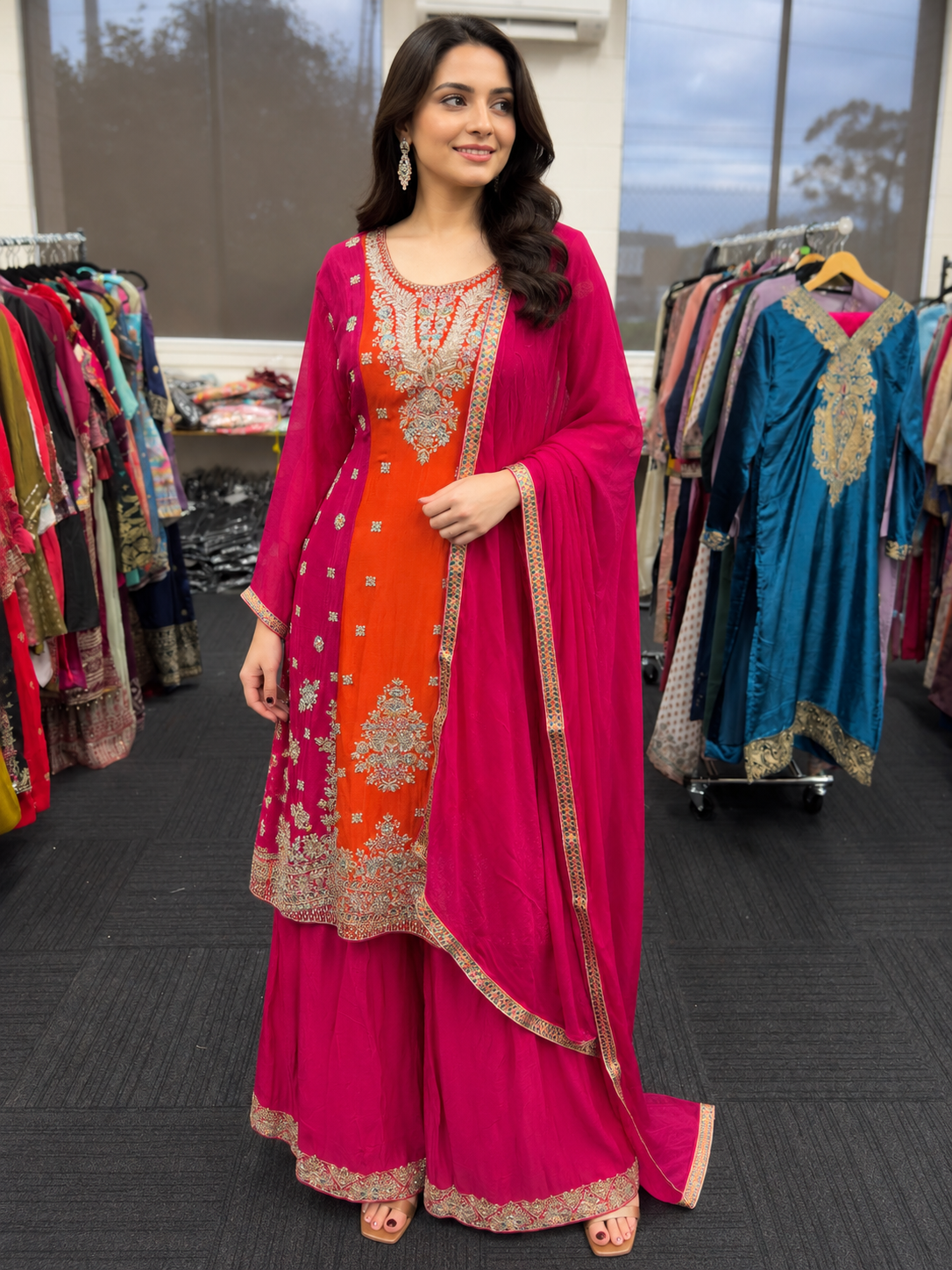 Rani Sunset Sharara Suit image 1 Rani Sunset Sharara Suit - Punjabi Threads product image 1