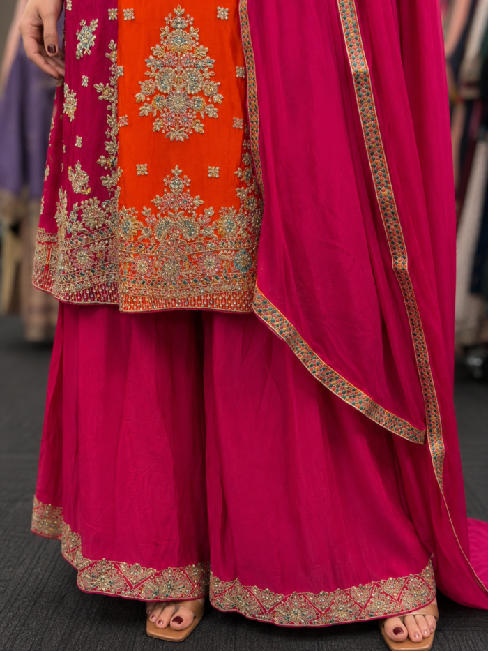 Rani Sunset Sharara Suit - Punjabi Threads product image 3