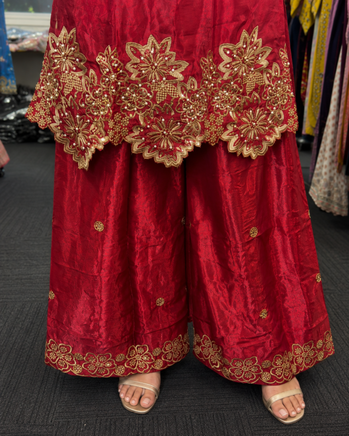Ruby Royale Embroidered Palazzo Suit - Punjabi Threads product image 4