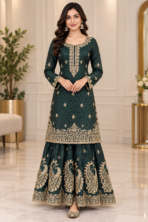 Emerald Green Sharara Suit - Punjabi Threads product image 2