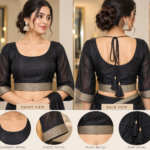 Midnight Elegance Black Gold Saree - Punjabi Threads product image 1