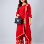 Ruby Red Embroidered Palazzo Set - Punjabi Threads product image 1