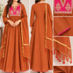 Rust Orange Anarkali Suit - Punjabi Threads product image 1
