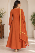Rust Orange Anarkali Suit - Punjabi Threads product image 2