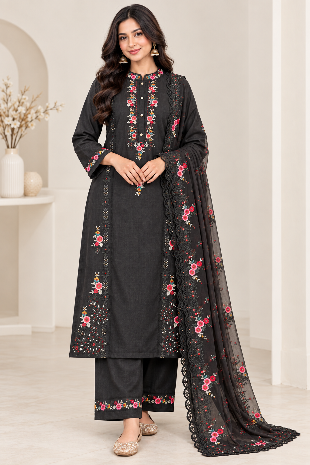 Black Embroidered Salwar Suit image 1 Black Embroidered Salwar Suit - Punjabi Threads product image 1