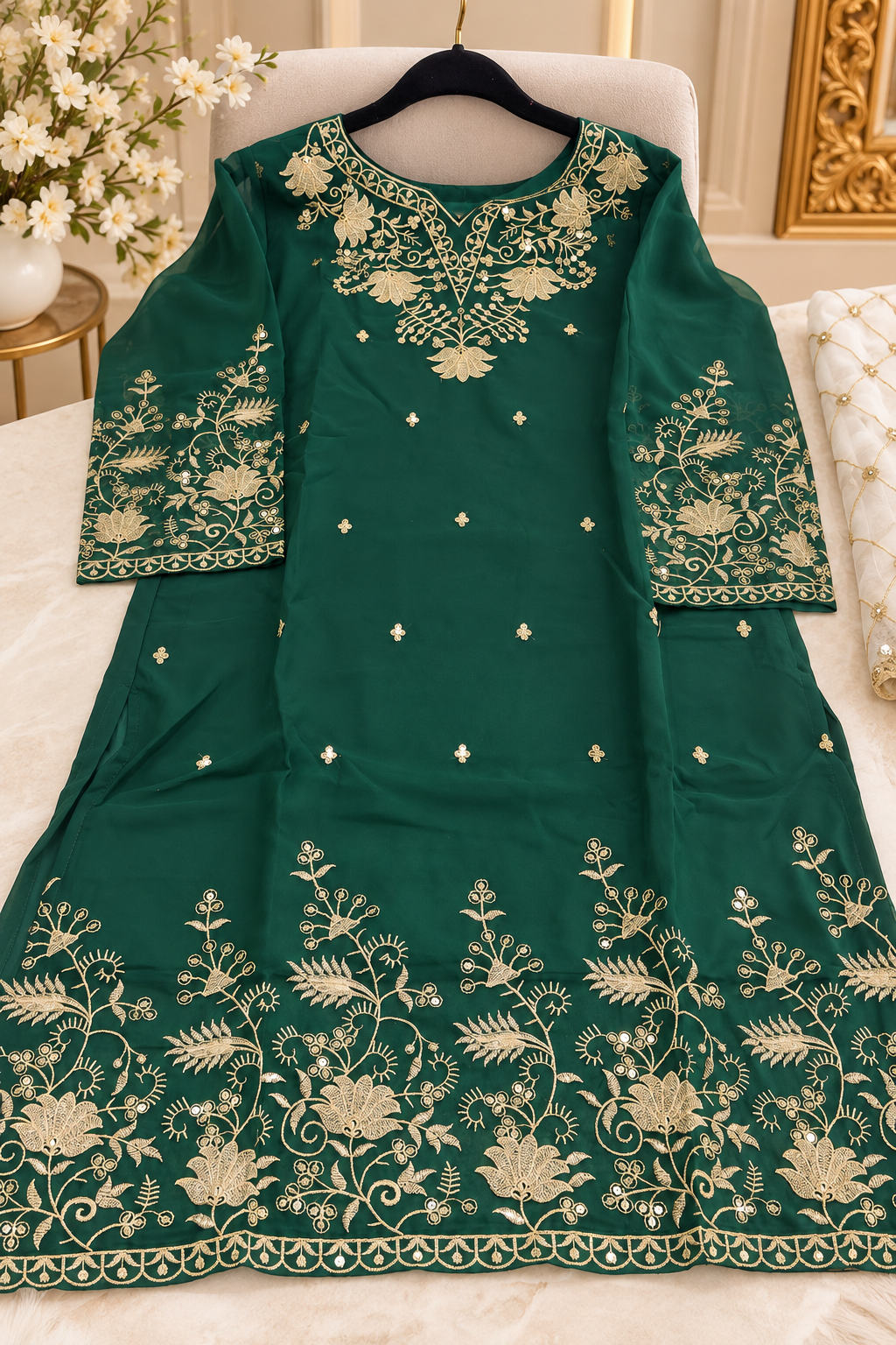 Emerald Green Kurta Set image 1 Emerald Green Kurta Set - Punjabi Threads product image 1